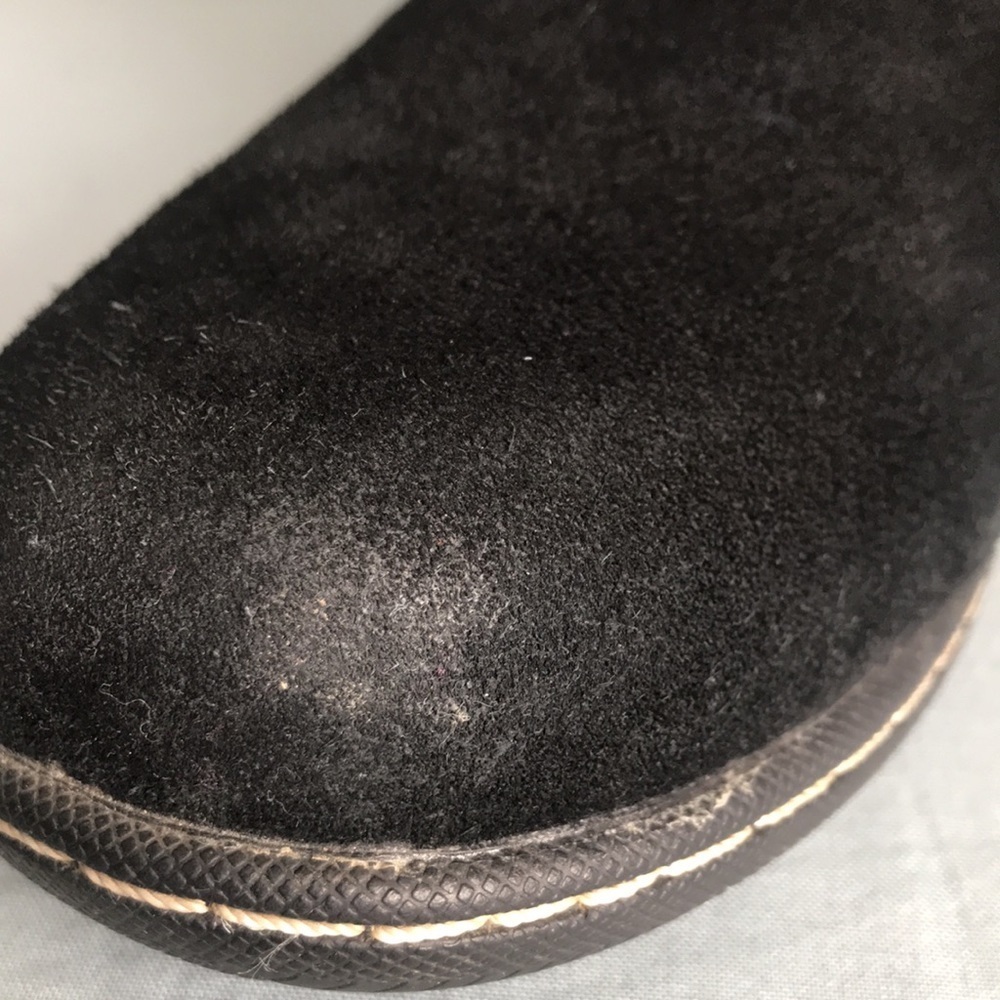 White Mountain black suede faux gray sherpa lined pull on boots size 6.5 - Picture 9 of 11